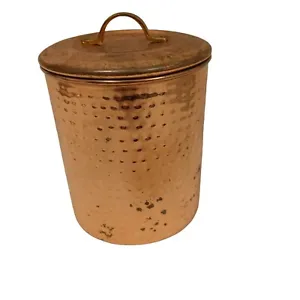 ODI Canister Lid hammered Copper coated Coffee Cookie  kitchen jar Storage India - Picture 1 of 14