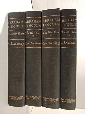 Abraham Lincoln The War Years by Carl Sandburg (1939) 4 Volume Set ~ 1st Edition Foto 1 de 4