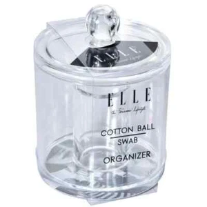 Clear Cotton Ball and Swab Organizer with Lid— Acrylic Compact Jar Makeup Cotton - Picture 1 of 3