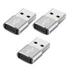  3 Pcs Aluminum Alloy Adapter USB Type- Converter to Adaptor