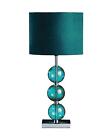 Teal and Chrome Table Lamp with Faux Suede Shade - Modern Home Decor Lighting
