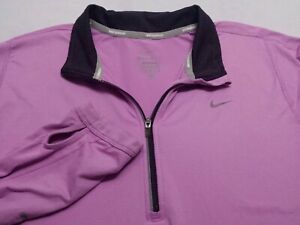 Nike Running Dri-Fit Womens Large Long Sleeve 1/2 Zip Solid Pink Jacket