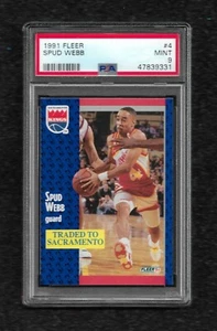 1991 FLEER #4 SPUD WEBB PSA 9 MINT POP 1 ONLY 3 HIGHER ATLANTA HAWKS KINGS - Picture 1 of 1