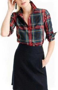 *J CREW* STEWART Camisa a Cuadros con Botones Top Tartán AGOTADA NUEVA CON ETIQUETAS NUEVA 4 Vacaciones - Imagen 1 de 5