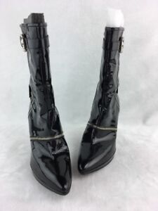 Stuart Weitzman Zipcode Black Patent Leather Ankle Boots Size 9M  D150/