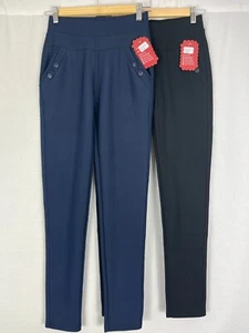 Womens Stretch Smart Pull On Slim Fit Ladies Office Work Trousers Pants Leggings - Picture 1 of 15