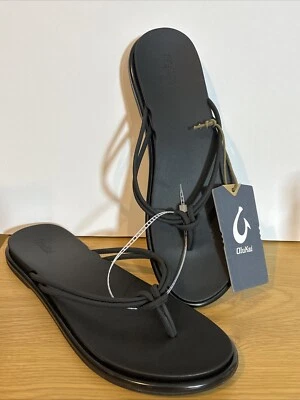 Sandalias para mujer Olukai 'AKA Beach Water Thing negras/negras chanclas talla 10 Foto 1 de 4