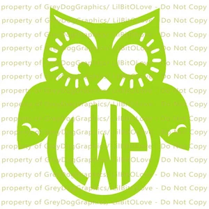 Custom Tribal Owl Monogram Vinyl Decal 2 or 3 Initials Sticker - Picture 1 of 1