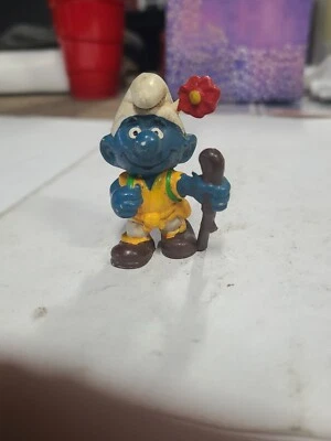 Los Pitufos 20041 Caminante Pitufo Senderismo Bastón Figura Juguete Vintage PVC Estatuilla Foto 1 de 3