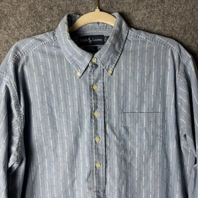 Vtg Ralph Lauren Shirt Men's Large Blue Afton Half Button Southwestern Pullover - Image 1 of 4