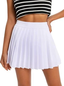 Women's High Waisted Pleated Tennis Skirt School A-Line Skater Mini Skirt wit... - Picture 1 of 6