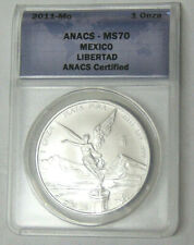ANACS MS70 2011-Mo  Mexico Libertad Silver Onza .999 Fine Silver 1 oz Coin