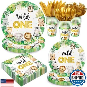 Jungle Safari Baby Shower Decorazioni Set di Stoviglie Servizio 24, Animali Carta - Foto 1 di 5