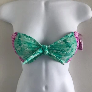 BP Nordstrom Women's Swimsuit Top Bikini Swim Small Strapless Floral Bow NEW NWT - Picture 1 of 8