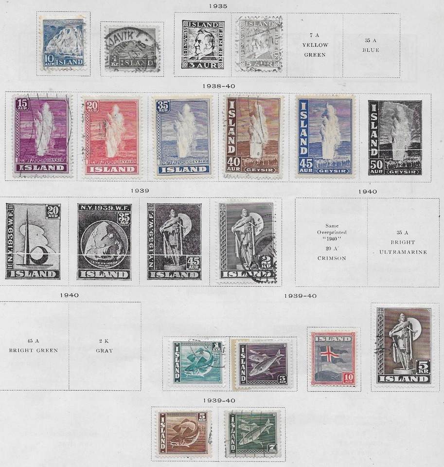 15 estampillas de Islandia de álbum antiguo de calidad 1935-1940 - Imagen 1 de 1