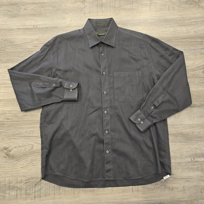 Camisa masculina Príncipe XL 43-17 cinza carvão manga longa botão para baixo feita na Itália - Imagem 1 de 4