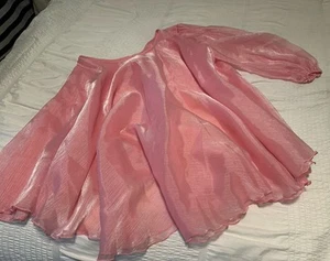 Shein X Light Pink Iridescent One Shoulder Smock Oversized Flowy Blouse Women M - Picture 1 of 9