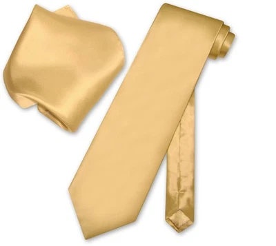 Juego de corbata y pañuelo Biagio 100 % SEDA color dorado sólido para hombre Foto 1 de 2