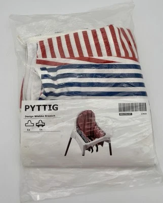 Cojín para Trona IKEA Antilop con Funda Reversible Rojo Azul Blanco Rayas Pyttig Foto 1 de 4