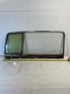 Vintage 1930s Plymouth Dodge Mopar Door Window Glass And Frame.  - Image 1 of 4
