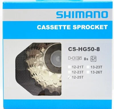 SHIMANO Sora Road Bike CS-HG50-8 8 speed 12-25t Cassette/ Sprocket New in Box - Image 1 of 2