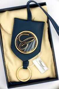 Chopard 95016-0048 Classic Round Logo Navy Leather Rose Gold Bag Charm Keychain - Picture 1 of 6