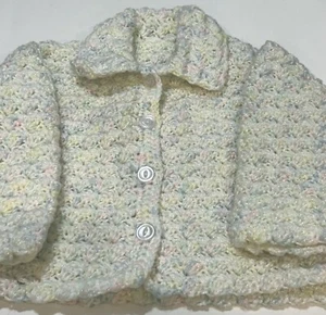 Handmade Crochet Soft Baby Cardigan W Buttons Pink Blue Yellow. White Easter - Picture 1 of 13