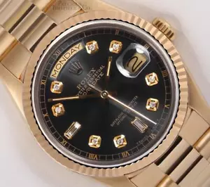 Rolex Day-Date 18038 President 18k Gold 36mm Watch- Gray Baguette Diamond Dial - Picture 1 of 6