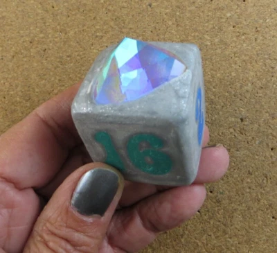 Jena's Handmade Clay Jewel Rainbow Gemstone Backgammon Doubling Cube OOAK #46 - Image 1 of 4