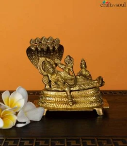 Lakshmi Narayan Idol Hindu Pooja God Brass Vishnu Statue Idol Religious Figurine - Imagen 1 de 6