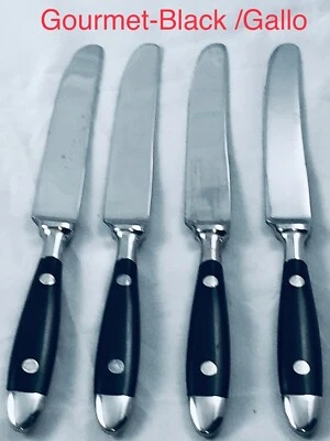 4 TOWLE SUPREME CUTLERY GALLO GOURMET 晚餐刀 不锈钢 黑色 退回 罕见 — 第 1/4 张图片