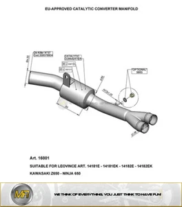 PER KAWASAKI Z 650 2017 2018 COLLETTORE CATALIZZATO LEOVINCE OMOLOGATO - Picture 1 of 1