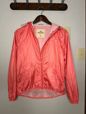 Chaqueta cortavientos Hollister para mujer cremallera completa talla XS rosa coral con capucha  Foto 1 de 4