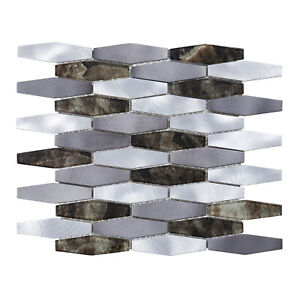 Stone Glass Gray Metallic Aluminum Hexagon Mosaic Tile Kitchen Bath Backsplash