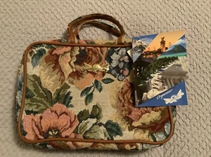 Estuche de viaje organizador de sección de tapices vintage artículos de tocador por destinos - Imagen 1 de 17
