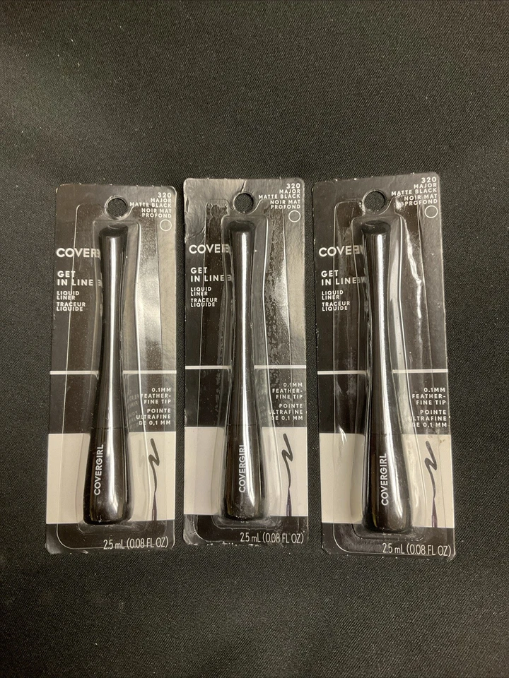 Lot Of 3 Covergirl Get in Line Liquid Eyeliner 320 MAJOR MATTE BLACK - Image 1 of 1
