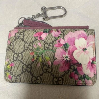 Estuche para monedas de cuero flor rosa GUCCI Blooms Foto 1 de 4