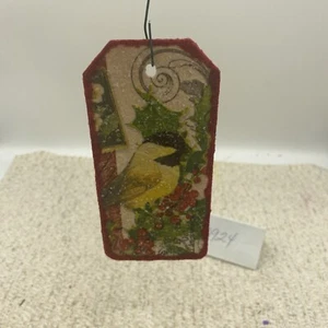 PRIMITIVE VINTAGE CHRISTMAS ORNAMENT /HANG TAG WITH GLITTER SPARKLES 5” - Picture 1 of 4