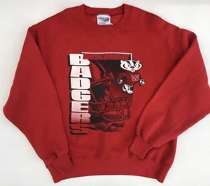 Felpa uomo University of Wisconsin UW Badgers linea gesso grande in ottime condizioni 1996 - Foto 1 di 3