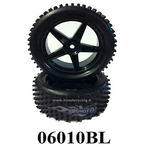 06010BL Wheel Complete Circles Black Front Buggy Tire And Rim 2 Pieces HIMOTO - Picture 1 of 1
