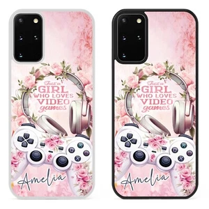 Gamer Mädchen rosa Rosen personalisierte Handyhülle Abdeckung für Samsung Galaxy beliebiger Name - Bild 1 von 7
