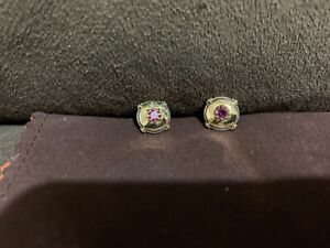 18kt New Rare sterling silver Konstantino Garnet Artemis  Button stud Earrings