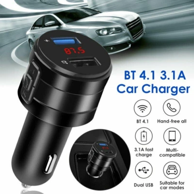 Bluetooth Wireless Handsfree Car FM Transmitter MP3 Player 2 USB Charger Kit kf - Image 1 of 4