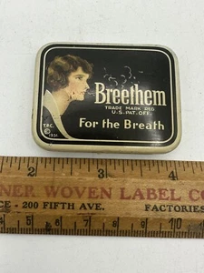 Breethem Breath Mint Tin Litho New York Memphis w/Flyer and Contents 1931 Rare - Picture 1 of 3