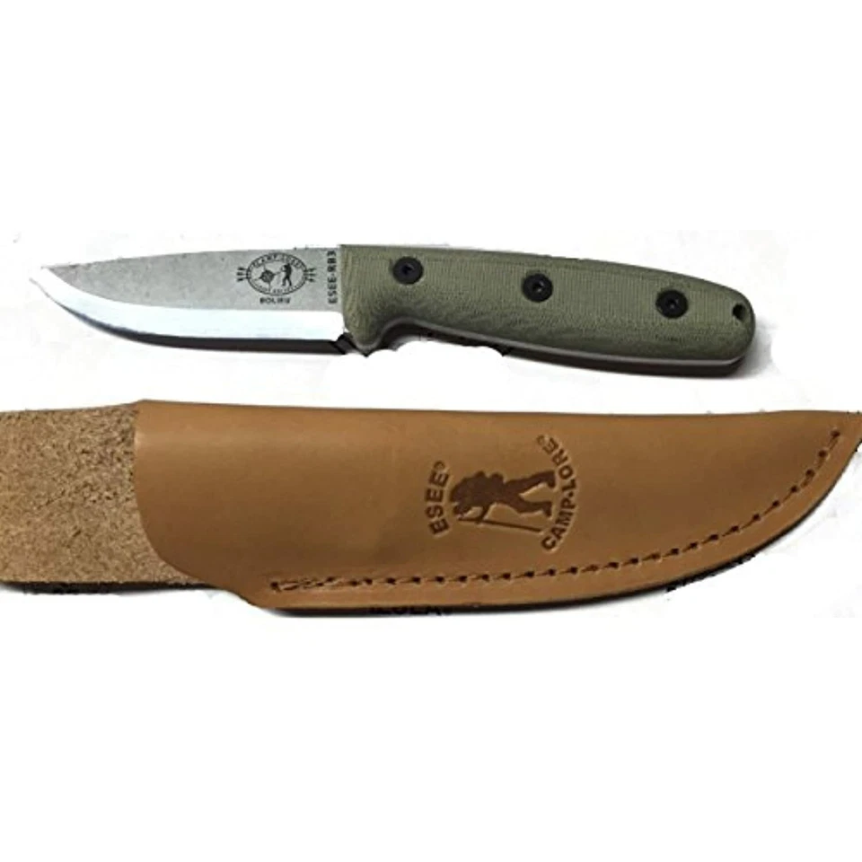 ESEE Bolieu Design Scandi Grind Micarta Handles and Leather Sheath - Image 1 of 1