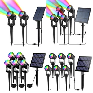 1/2/4 Solar Spotlight Outdoor Garden RGB Light Landscape Spot Lights for Pathway - Picture 1 of 22