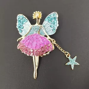 Betsey Johnson Fairy Tinker Bell Pink Pendant Booch *CHAIN NOT INCLUDED A1 - Picture 1 of 8