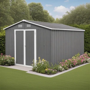 8'x10' Outdoor Storage Shed Metal Garden Tool Shed w/Lockable Doors for Backyard - Picture 1 of 7