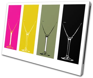 Food Kitchen Colour Martini Glasses SINGLE CANVAS WALL ART Picture Print VA - Picture 1 of 1