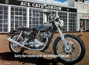 Norton Commando 850 Motorcycle Ace Cafe London Art A4 size print - Picture 1 of 1